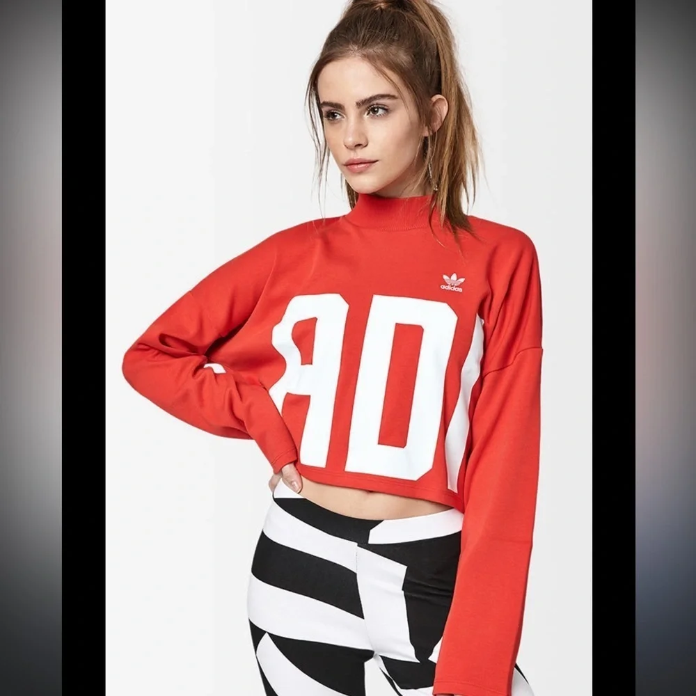 adidas Originals Women's Bold Age Cropped Sweatshirt in red - Picture 4 of 14